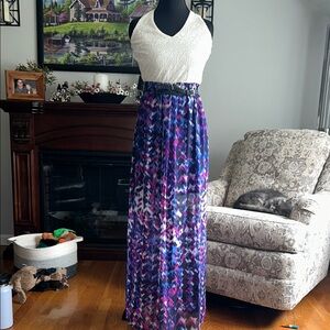 Lily Rose White and Multicolor Maxi Dress